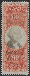 US #R142 SCV $125.00 F/VF, super fresh color with large margins, no faults,  ...