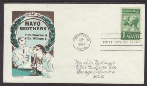 US 1251 Mayo Brothers 1964 Pen FDC