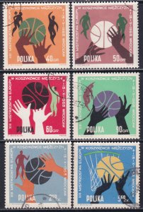 Poland  1963 Sc 1159-64 Peoples Hall Arms of Wroclaw Basketball Stamp CTO