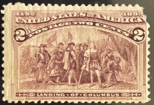 Scott #231 1893 2¢ Columbian Landing of Columbus MNH OG VG with flaw