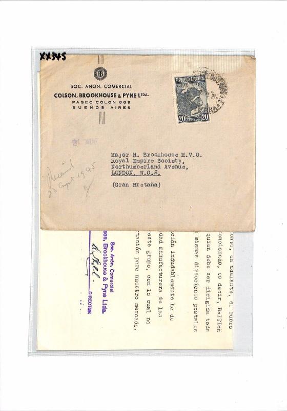 ARGENTINA Buenos Aires GB London Contents Royal Empire Society 1945 XX345