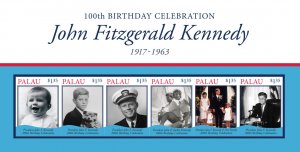 Palau 2017 - John F. Kennedy - Sheet of 6 IMPERF Stamps - Scott #1357 - MNH