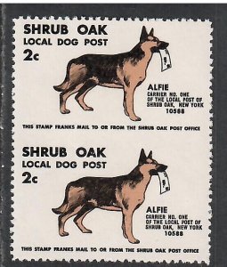 Shrub Oak Local Dog Post 2 cent Imperf Pair , F-VF OG NH - I Combine S/H