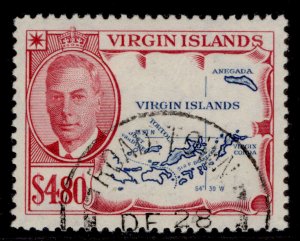 BRITISH VIRGIN ISLANDS GVI SG147, $4.80 brt blue & carm, FINE USED. Cat £25. CDS