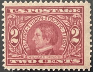Scott #370 1909 2¢ Alaska-Yukon-Pacific William H. Seward perf. 12 MNH OG