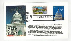 2001 HIGH VALUE $3.50 PRIORITY MAIL USA CAPITOL DOME Nice Combo With Text! #3472