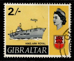 GIBRALTAR QEII SG210, 2s HMS ark royal, FINE USED.