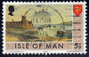 Isle of Man #20 Peel Castle and Shore issued in 1973. Used