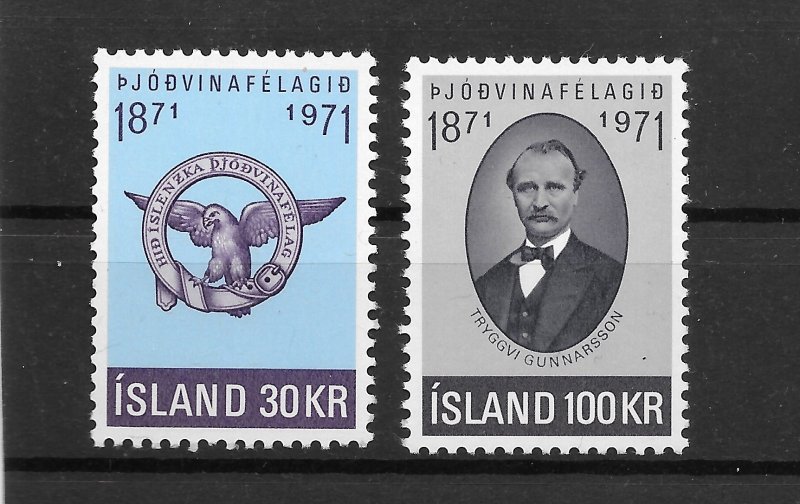 ICELAND MNH SET SC#433-434 TRYGGVI GUNNARSSON SCV$8.00