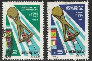 URUGUAY 1981 COPA DE ORO SOCCER CHAMPIONS Set Sc 1099-1100 VFU