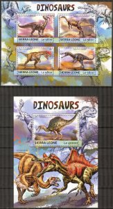 Sierra Leone 2017 Dinosaurs II sheet + S/S MNH