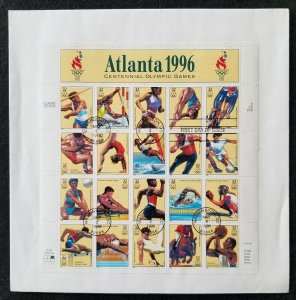 U.S. Used #3068 32c Summer Olympics Sheet of 20 May 2 1996 First Day Cover