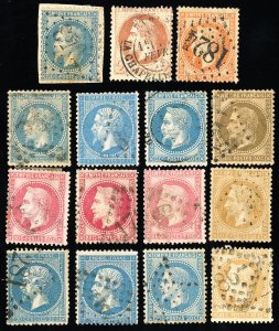 France Stamps # 29//37 Used F Unsearched Lot Of 15