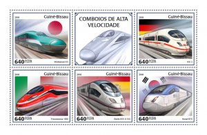 GUINEA BISSAU - 2018 - High Speed Trains - Perf 5v Sheet -Mint Never Hinged