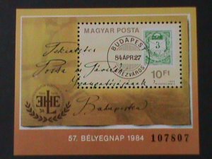 HUNGARY -1984- CENTENARY OF 1ST HUNGARY STAMP MNH S/S-VF WE SHIP TO WORLDWIDE