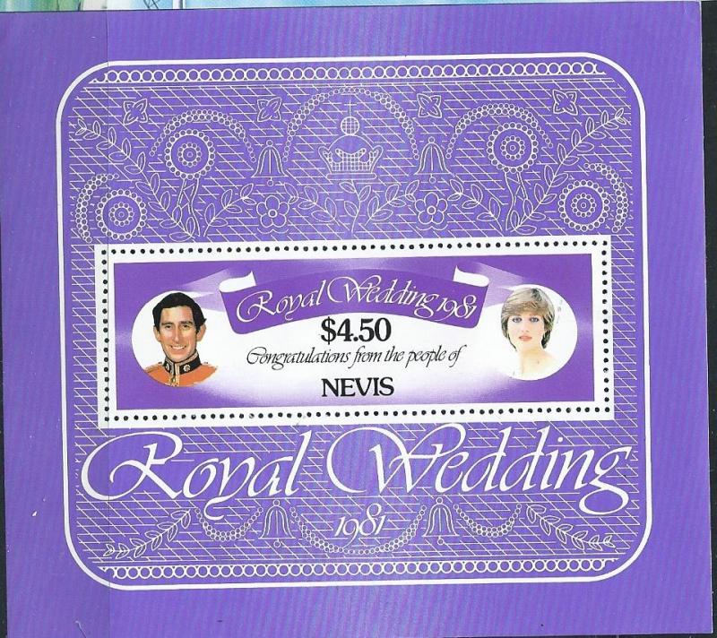 Nevis #141 $4.50 Royal Wedding Souvenir sheet (MNH) CV$2.00