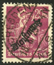 Germany, Officials #O22var (Mi. 75Y) Cat€180, 1923 20m red lilac, horizonta...