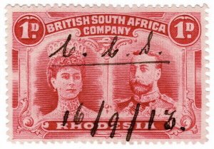 (I.B) Rhodesia/BSAC Revenue : Duty Stamp 1d