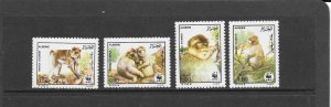 ALGERIA #872-875  WWF MONKEYS  MNH