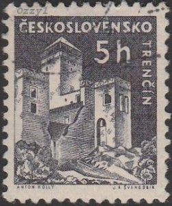Czechoslovakia #970 1960 5h Dk. Purple Trencin Castle UNUSED-VF-OG-H.
