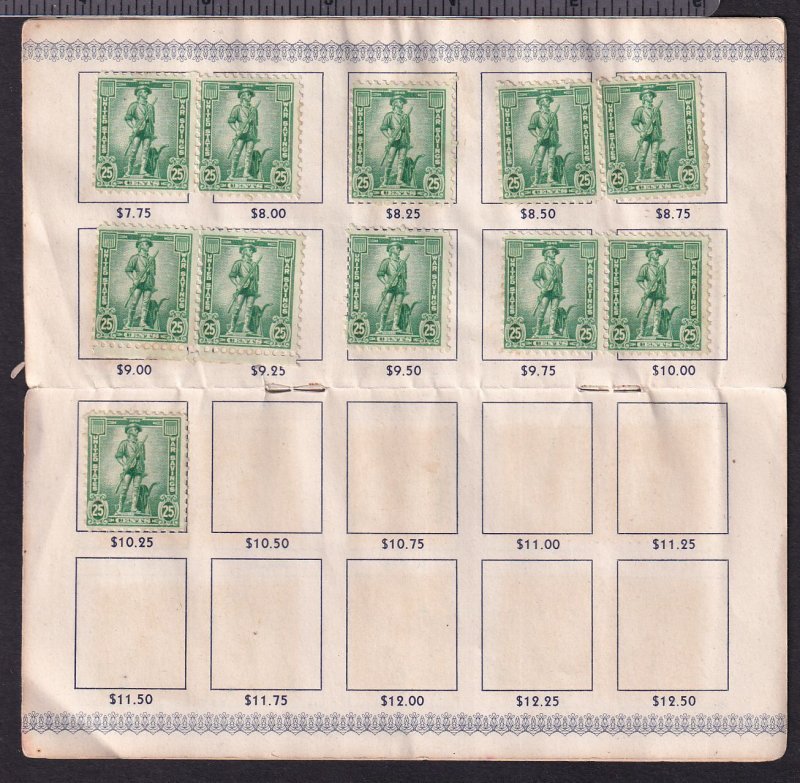 1917 War Savings Stamps 25c values Sc WS13 S2 multiple stamps in folder CV $220