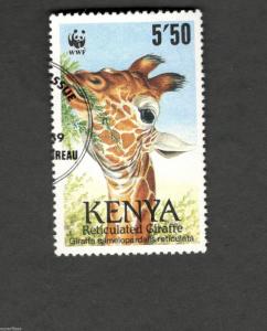 1989 Kenya SCOTT #494 RETICULATED GIRAFFE World Wildlife Fund  Θ used stamp