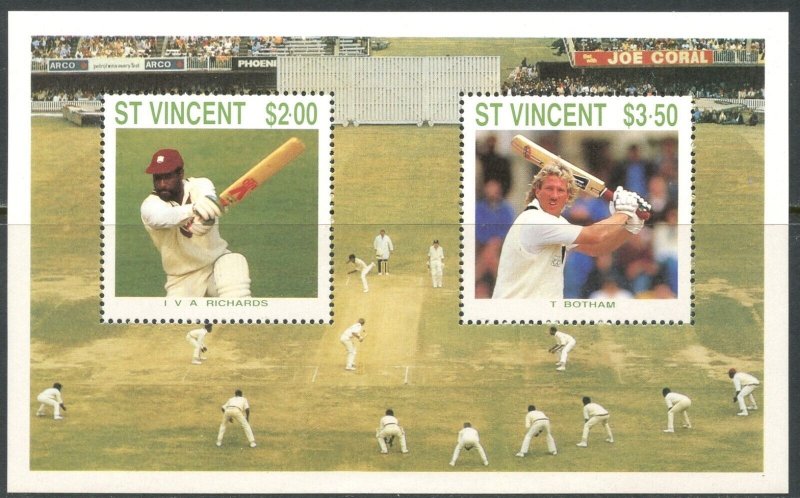 ST. VINCENT Sc#1108-1115 + S/S 1988 Cricket Players Complete OG Mint NH