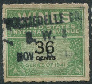 RE135 36c Internal Revenue: Wines Series of 1941 Used