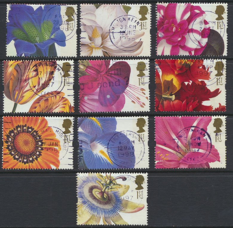 GB  SC# 1713 -1722  Flowers 1997  SG 1955 -1964  Used set of 10  as per scan 