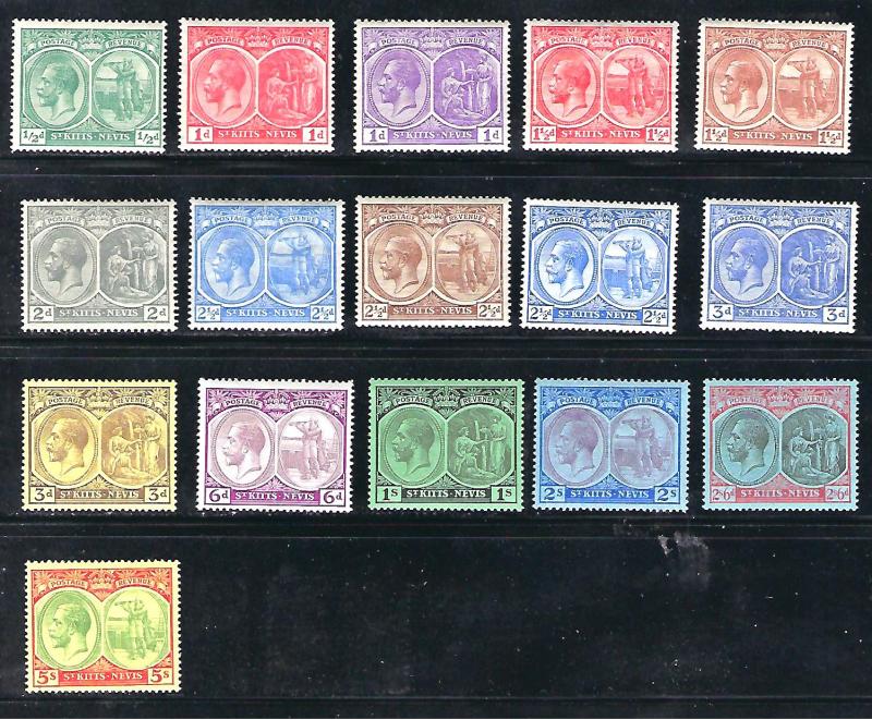 St. Kitts-Nevis, set, Scott #37-51,unused, original gum, hint of hinge removal