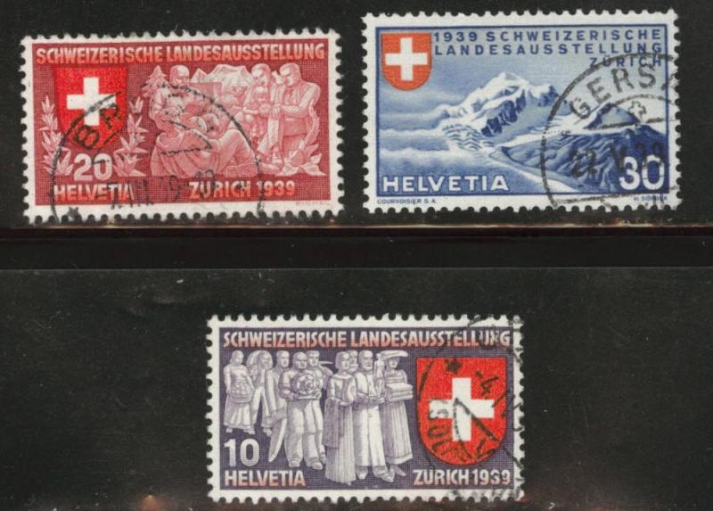 Switzerland Scott 250-252 used1939 stamp set