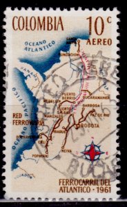 Colombia 1961, Ferrocarril Atlantico, 10c, used