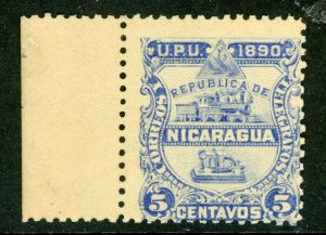 Nicaragua 1890 Train 5¢ Seebeck Official NO Overprint Inscription MNH I980