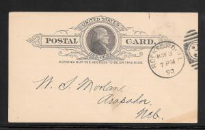 Just Fun Covers #UX9 Rockford ILL. may/08/1890 3 Duplex Cancel (my1085)