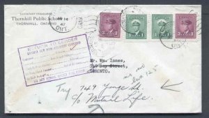 Canada-cover  #9754-1c(2) + 3c(2) KGVI war - York County - Thornhil