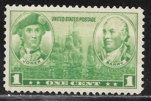 USA 790: 1c John Paul Jones and John Barry, MNH, F-VF