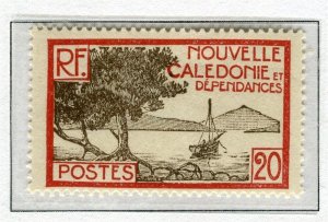 FRENCH CALEDONIA; 1928 early pictorial issue Mint hinged 20c. value