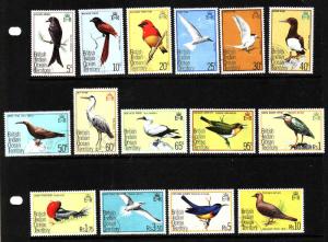 BIOT-Sc#63-77-Definitive set-used-Birds-QEII-1975-