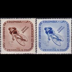 COLOMBIA 1957 - Scott# C297-8 Bicycle Tour Set of 2 LH