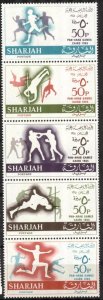 Sharjah 1965 Sport Pan - Arab Games Boxing Athletics Strip of 5 MNH