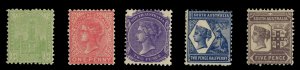 South Australia #132-136 Cat$68.25, 1904 1/2p-5p, complete set, hinged