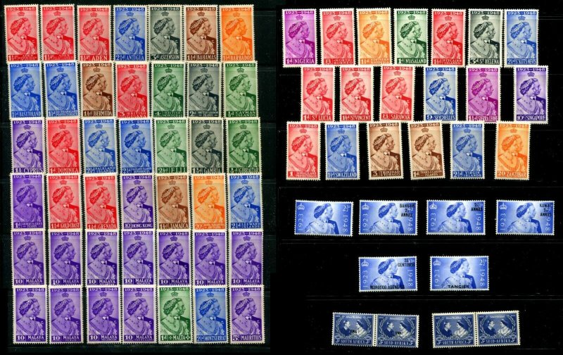 British Omnibus Selection - 1948 Silver Wedding Issue All Different All MNH 