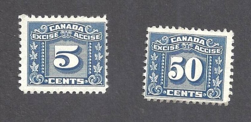 Canada # FX66, FX68 VANDAM EXCISE TAX STAMPS MINT NH (GD) BS26960