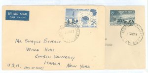 Australian Antarctic Territory L2/L4 1957, 1959 two FDC's, 1957 Campbell Islands to USA, 1959 Bondi Beach to Hong Kong, ...