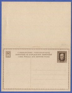 CZECHOSLOVAKIA 1926 1,20h + 1,20h Masaryk Mint Reply Postal Card, Pofis CDV 34