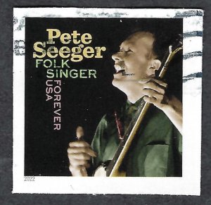United States #5708a (58¢) Pete Seeger (2022). On paper. No die cut. Used