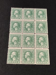 US 529 Block Of 12 Minor Pre-Printing Paper Folds Throughout The Block Mint N. H