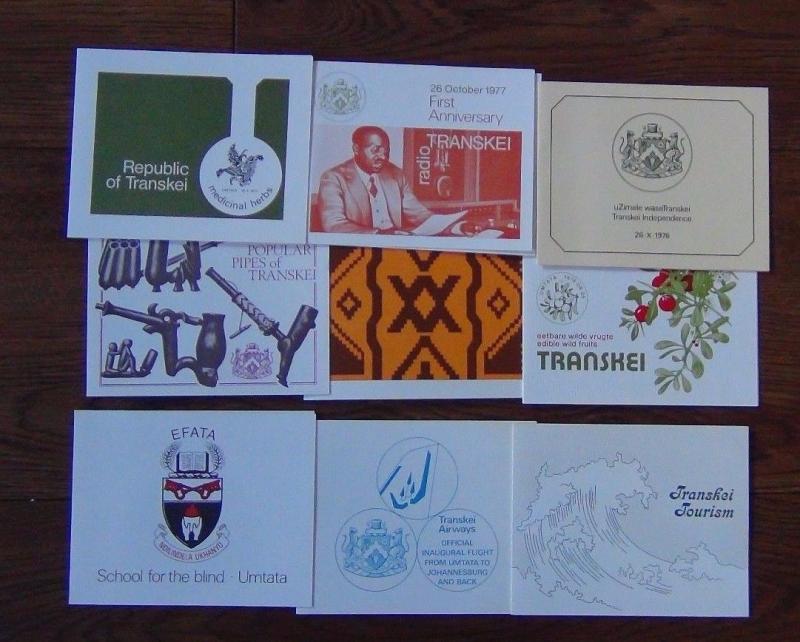 Transkei New Issue Cards 1976 1980 Tourism Independence Fruits Pipes Weaving etc