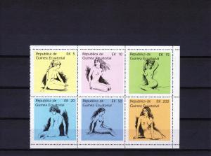 Equatorial Guinea 1977 DESIGNS OF NUDES Sheet Perforated Mint (NH)