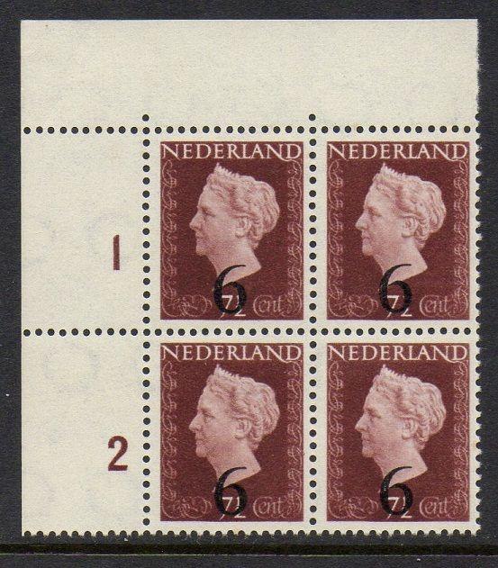 Netherlands 1950 Surcharge Block of 4 VF MNH (330)